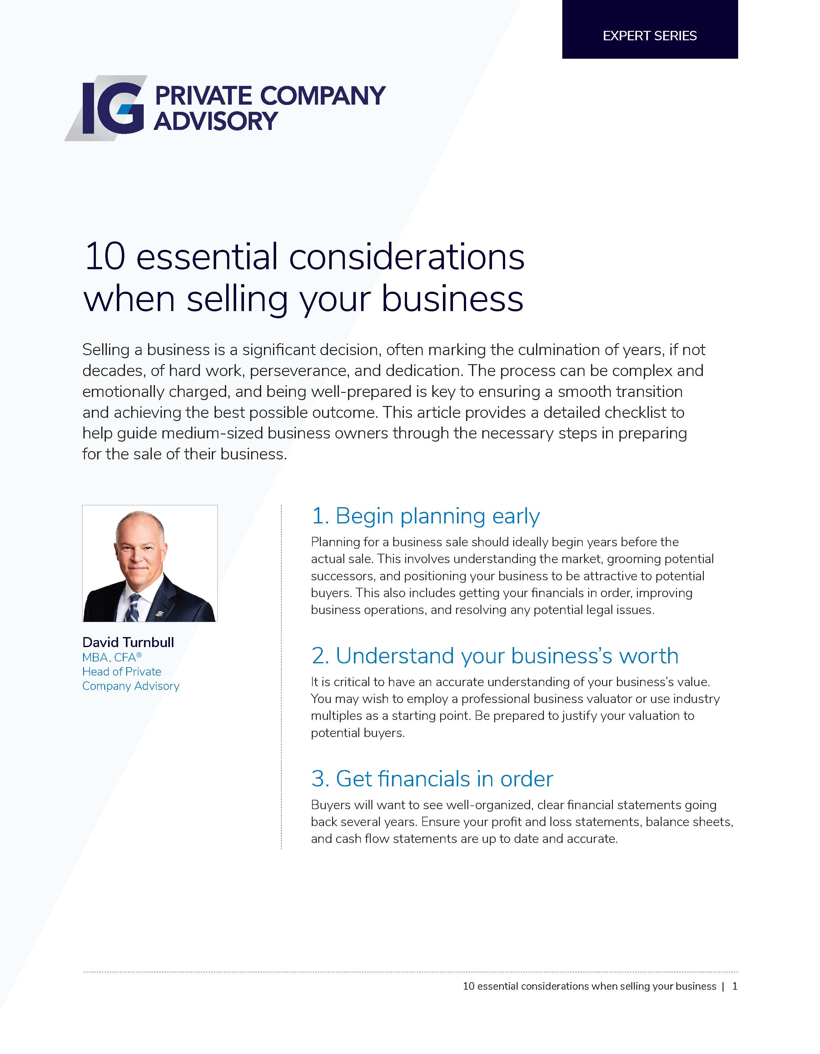 10 essential considerations when selling your business