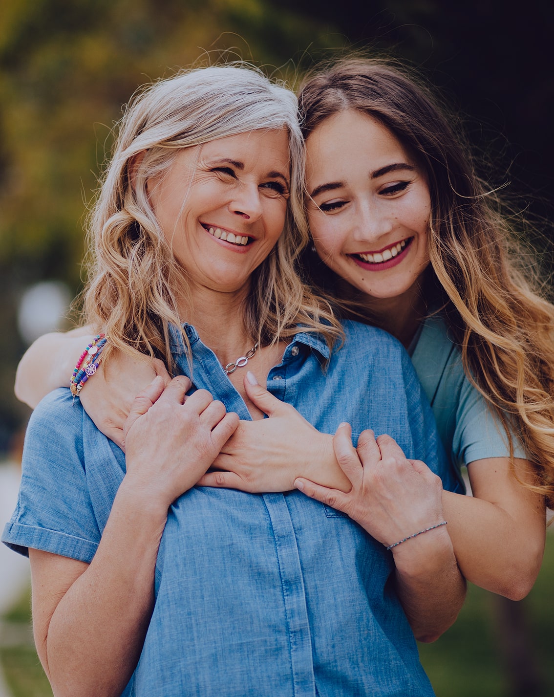 Daughter hugging her mother